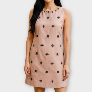 Ann Taylor Pink Jeweled Shift Dress Size 2 TALL